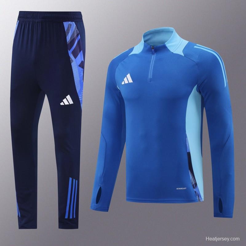 2024 Adidas Blue Half Zipper Jacket +Long Pants