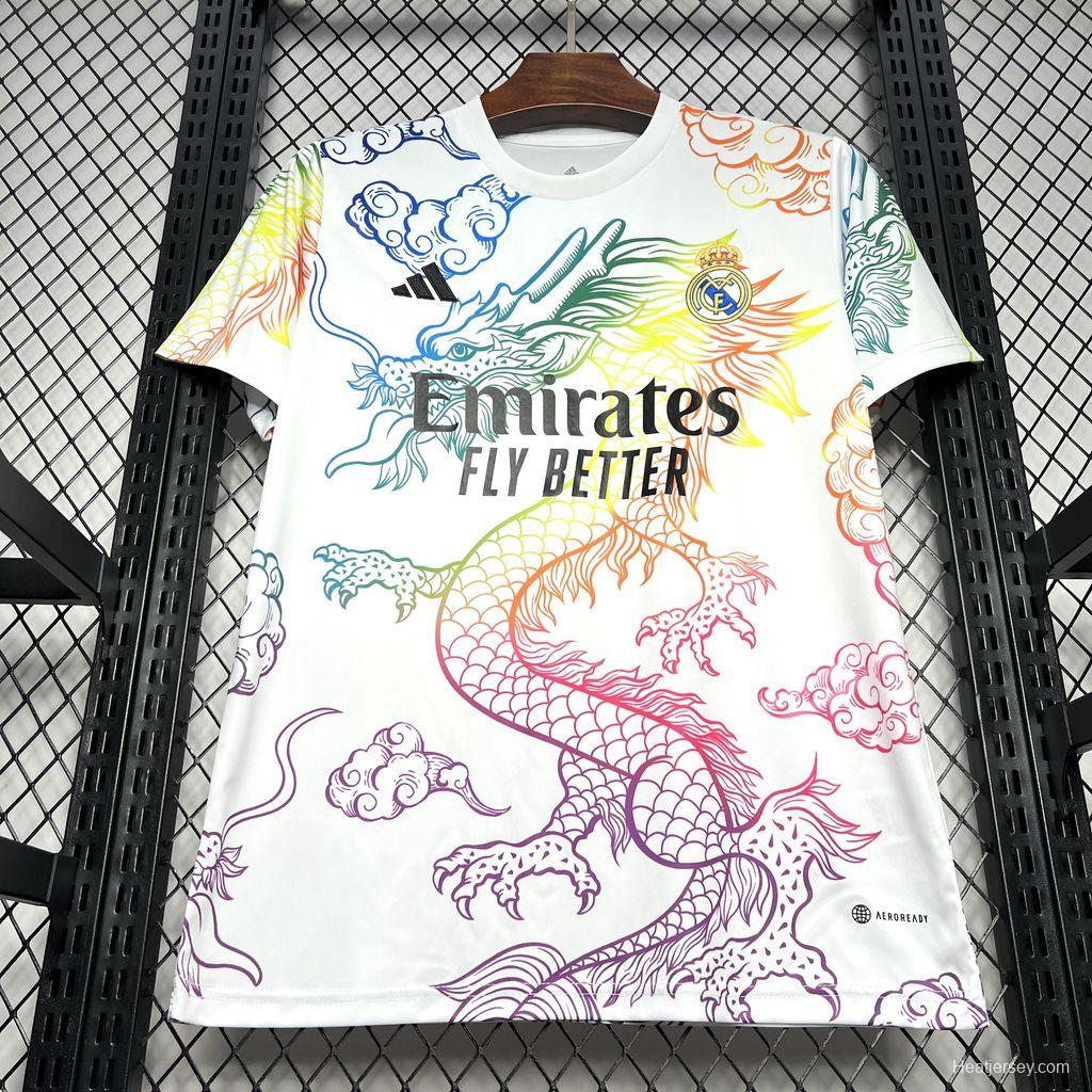 24/25 Real Madrid White Multi-Color Dragon Special Jersey