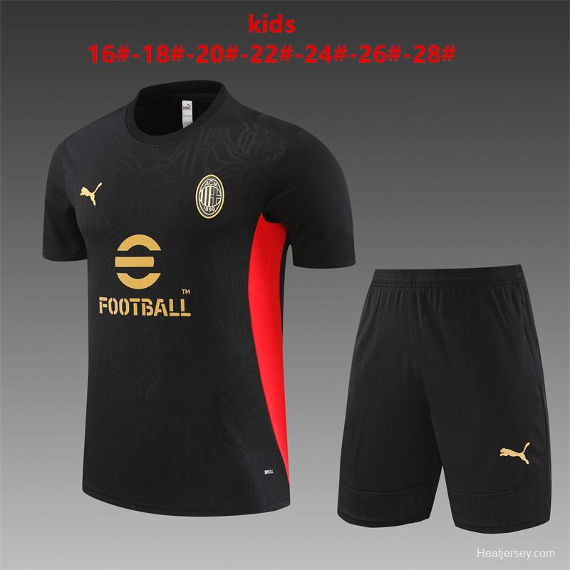 24/25 Kids AC Milan Black Short Sleeve Jersey+Shorts