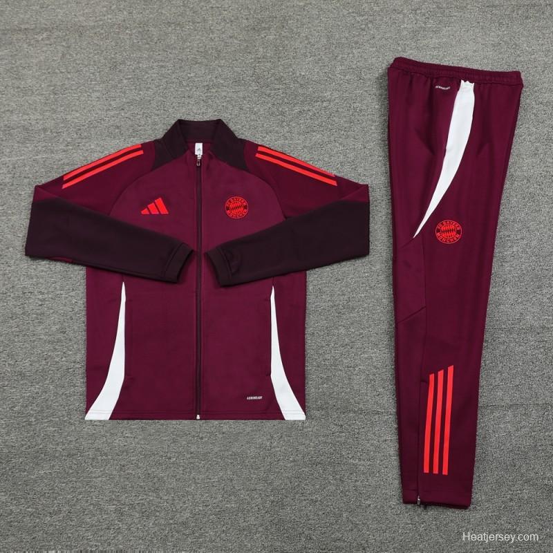 24/25 Bayern Munich Wine Full Zipper Jacket +Long Pants