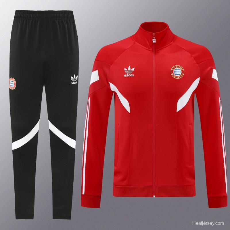 24/25 Bayern Munich Red Full Zipper Jacket +Long Pants