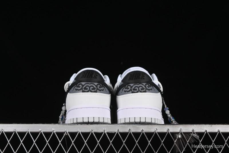 Nike Dunk Low CNY Year of the Dragon Limited Edition SB Lace-Up Casual Sneakers with Silver-White Design - DV0831-101