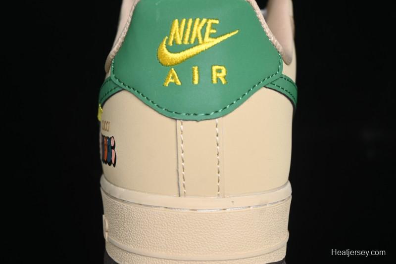 Nike Air Force 1'07 Low Gucci Collaboration White Brown Green Low-Top Casual Sneakers - KK1988-024