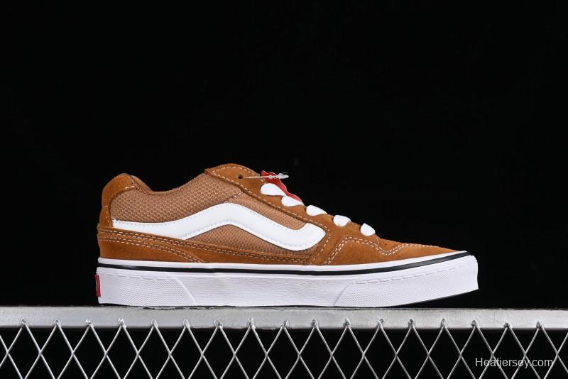 Vans Caldrone Classic American Retro Skate Shoes in Brown Orange - VN000CXZ1OU
