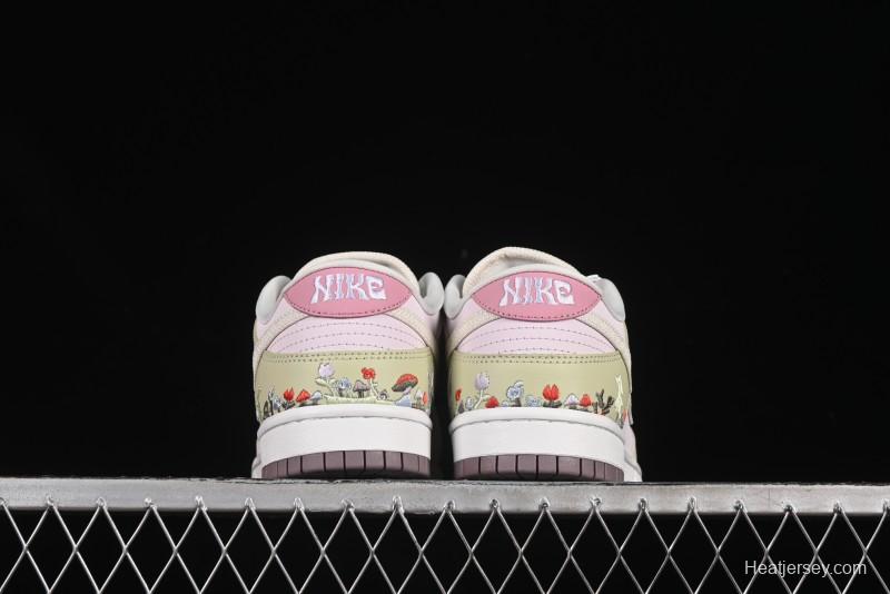 Nike Dunk Low Mushroom Floral-Themed Low-Top Casual Skate Shoes - IB8876-661