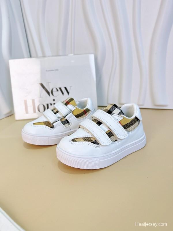 2024 Kids B White Black Canvas Leather Shoes