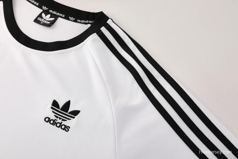 2025 Adidas Originals Long Sleeve T-Shirt Collection - Navy/White/Black with 3-Stripes