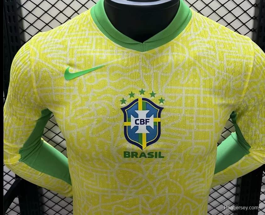 Player Version 2024 Brazil Home Long Sleeve Jersey