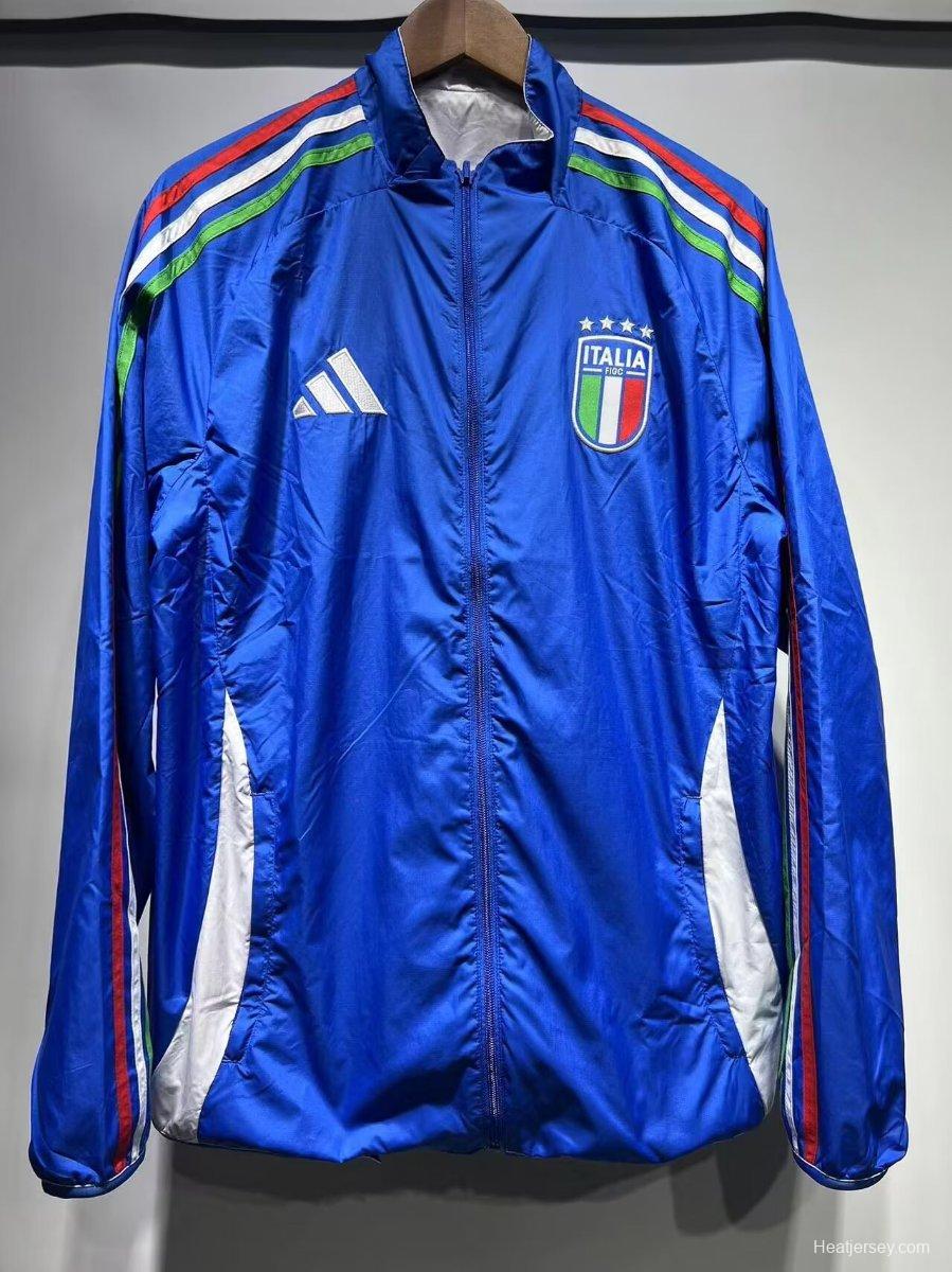 2024 Italy White/Blue Reversible Windbreaker