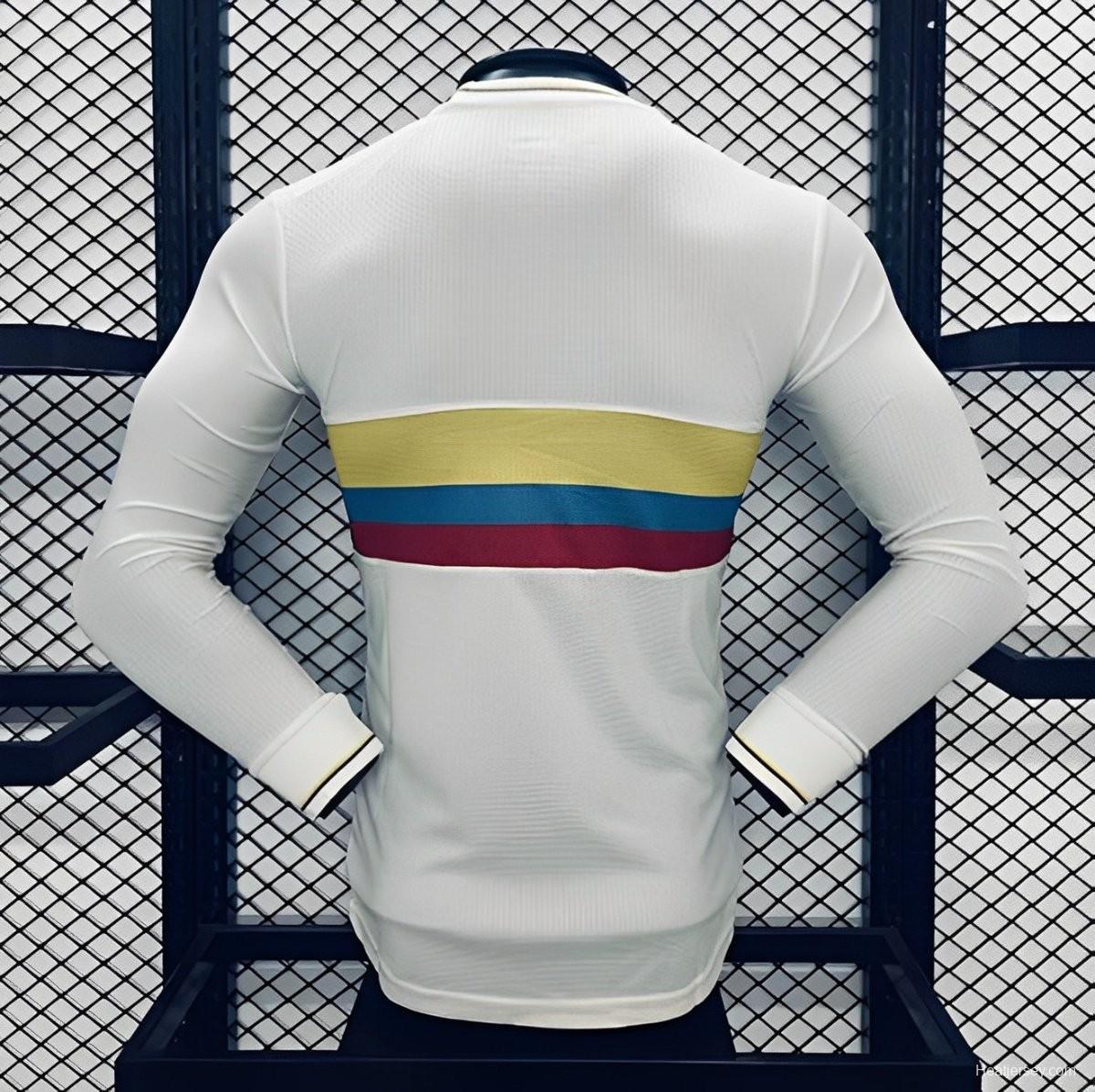 Player Version 2024 Colombia White 100Th Anniversary Long Sleeve Jersey