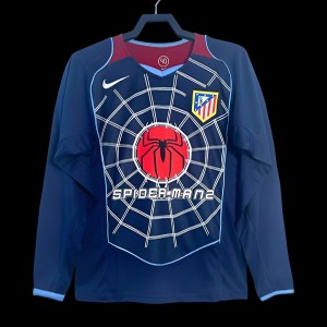 Retro 04/05 Long Sleeve Atletico Madrid Away Blue Jersey