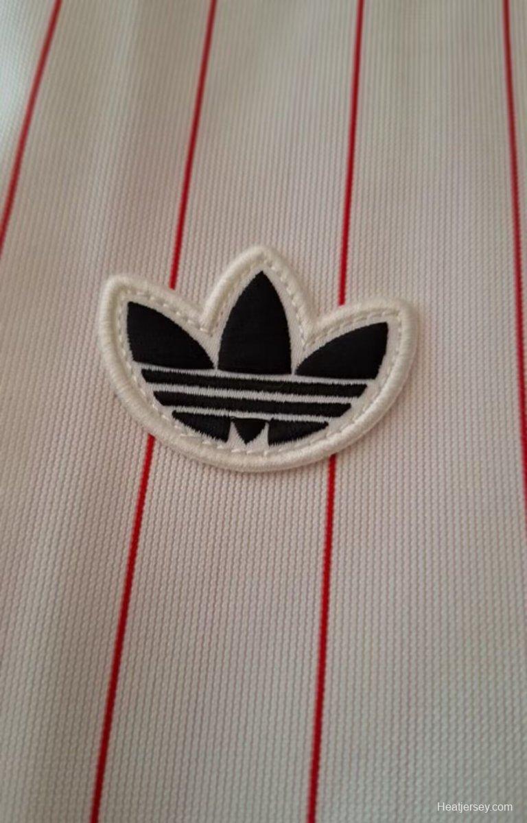 25/26 Benfica Adidas Original White with Red Pinstripes Jersey
