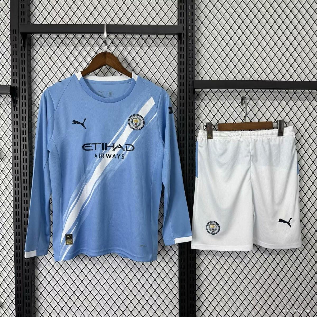 25/26 Kids Manchester City Home Long Sleeve Jersey